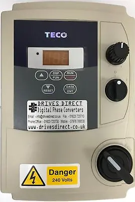TECO EV ½ HP 240V Single To 3 Phase Inverter Converter Lathe Mill Drill IP65 • £349.99