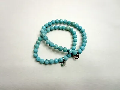 Misaki Dyed Howlite Stone Beads Turquoise Color Stretch Bracelets  • $14.40