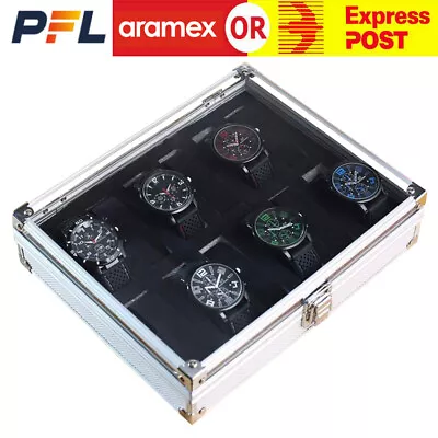 12 Grids Carbon Fiber Aluminum Watch Box Storage Case Holder Display Organizer • $19.95