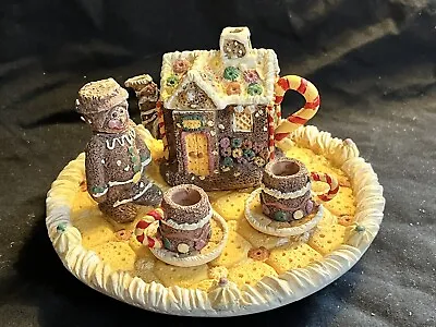 Gingerbread Man Woman 10 Piece Resin Mini Christmas Tea Set Party • $12.99