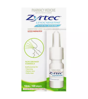 Zyrtec Levocabastine Nasal Spray Allergy & Hayfever Relief Wihtin Minutes 10ml • $27.95