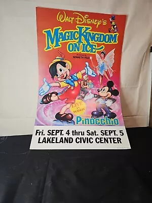 Vintage Walt Disney's Magic Kingdom On Ice Lakeland FL Poster 1987 Pinocchio • $35