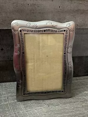 10 Little Fingers & Toes Malden Baby Picture Frame 4 X 6” Silvertone Tabletop • $15.75