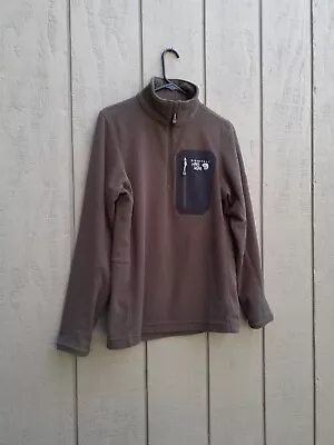 Mountain Hardware Grid Fleece Men's Medium Brown Pullover 1/4 Zip Sweater Jacket • $23.99