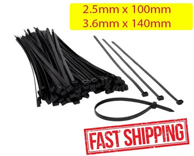 High Grade Black Nylon Cable Tie Zip Tie UV Treated Bulk 2.5mm 3.6mm • $2