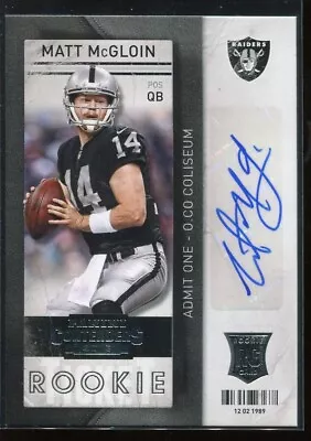 2013 Panini Contenders Rookie Matt McGloin #197 Oakland Raiders Auto RC • $5