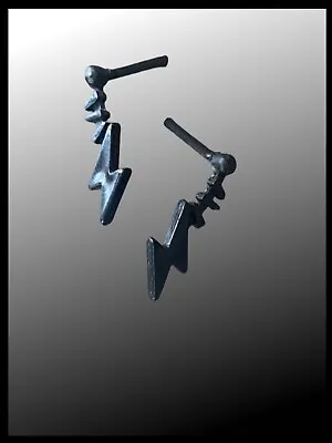 MONSTER HIGH Doll Frankie Stein Day Killer Style Black Lightning Bolt Earrings • $19.95