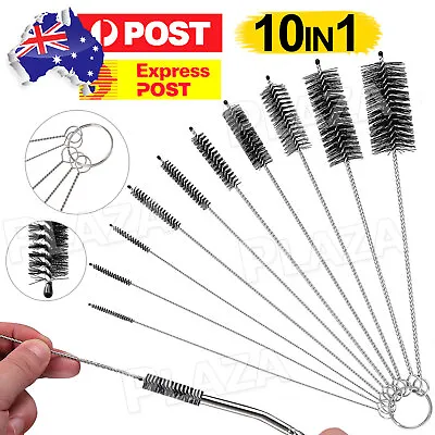 10Pcs/Set Nylon Straw Brush Cleaner Bottle Tube Pipe Small Long Cleaning AU • $5.45