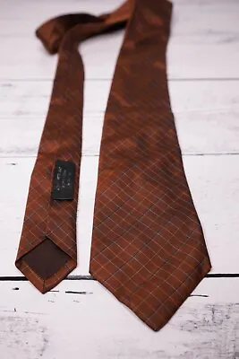 Christopher Hayes Vintage Mens Tie Brown Check Plaid Silk Necktie Short • $6