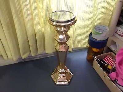 Gold Votire Mercury Glass Pillar Candel Holder 15 1/4  Tall Privilege #55052 • $12.99