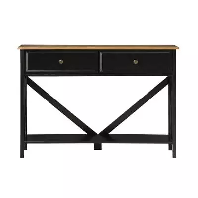 Welwick Designs Entryway Tables 48  Lower Shelf 2-Drawer Wood Rustic Oak/Black • $196.28