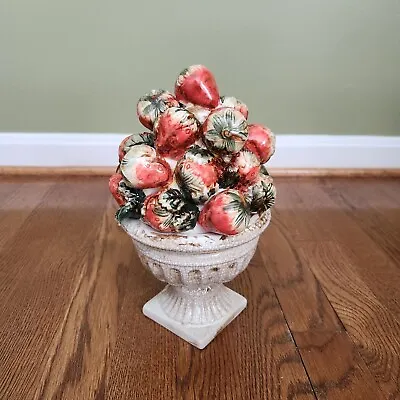 Italian Majolica Ceramic Strawberries Topiary Centerpiece 9.5” • $51