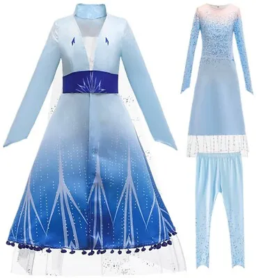 Girls Queen Elsa Costume Party Fancy Dress Pants Clothes Outfits 3 Pcs • $22.98