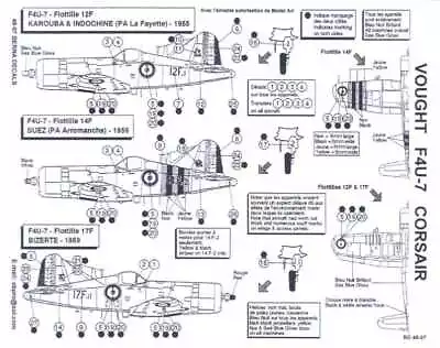 Berna Decals 1/48 VOUGHT F4U-7 CORSAIR Indochina Suez & Bizerte • $12.99