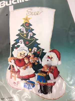 Vintage Bucilla Santa At Home Stocking Kit 82253 Felt Sequin Christmas 18  NOS • $45.99