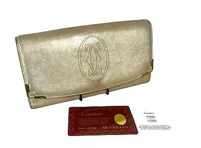 Authentic CARTIER Long Wallet Bifold  Gold Leather • $42