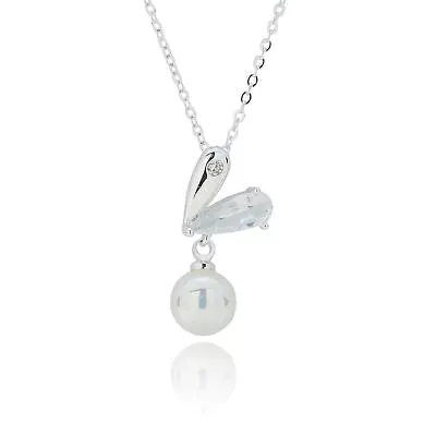 Equilibrium Pearl Silver Plated 2 Halves Heart Necklace • £13.99