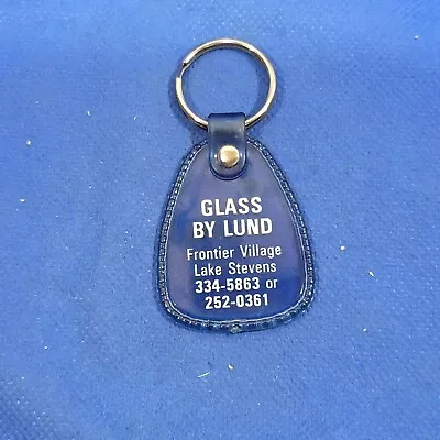 Vintage Keychain Glass By Lund Lake Stevens Collectable Plastic Keyring • $4.58