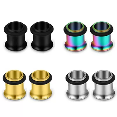 Single Flared Stainless Steel Ear Gauges Flesh Tunnels Plugs Piercing 8g-5/8  • $3.99