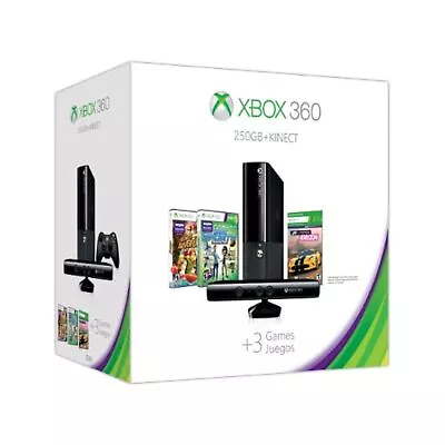 Xbox 360 E 250GB Kinect Three Game Console Bundle Very Good 4Z • $205.43