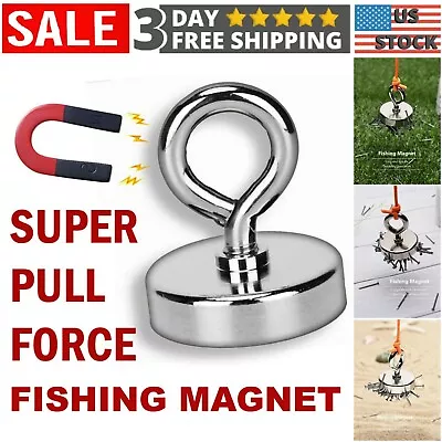 Fishing Magnet Neodymium Super Strong Pull Force Hook Retrieving Treasure Hunt  • $10.99