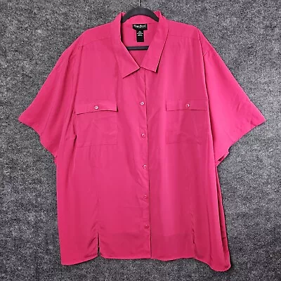 Maggie Barnes Shirt Womens 5X Magenta Pink Button Up Lightweight Short Sleeve • $18.39