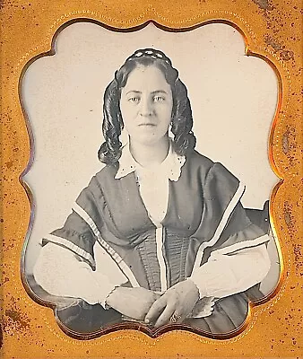 Pretty Light Eyed Woman With Curled Hair Ringlets 1/6 Plate Daguerreotype J722 • $123.75