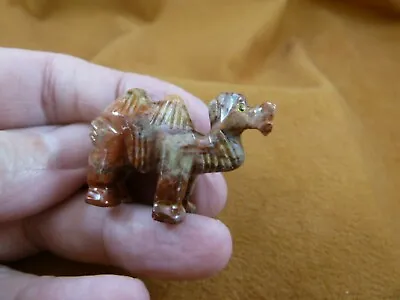 Y-CAM-5) Red CAMEL Camels Desert SOAPSTONE FIGURINE Gemstone Carving Dromedary • £8.54