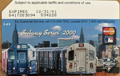 VERY RARE #2 SUBWAY SERIES 2000 METROCARD- Mint Condition-Expired • $25.99