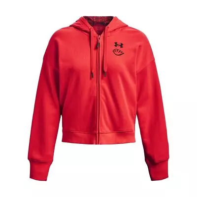 Women's Under Armour UA Terry LNY Full Zip Hoodie Jacket In Red • £24.99