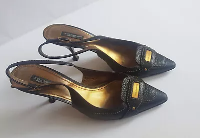 Dolce & Gabbana D&G Shoes Pumps Black Leather Size UK 7.5 / EU 40.5 • £159.90