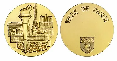 France – Bronze Medal By Balme Olympic Flame Monument Paris Original Box! • £48.18