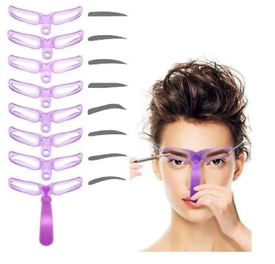 £4.49 • Buy 8  In 1 Eyebrow Stencil Women Makeup Template Drawing Guide Shaper DIY Kit Tool