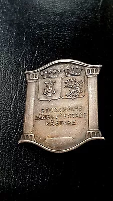 1932 Sweden Stockholm International Athletic Masters Meet Silver Badge Pin  • $195