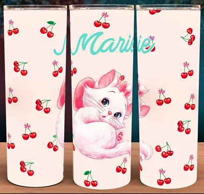 Marie Aristocats Cherry White Kitten Cup Mug Tumbler  20oz • $19.95
