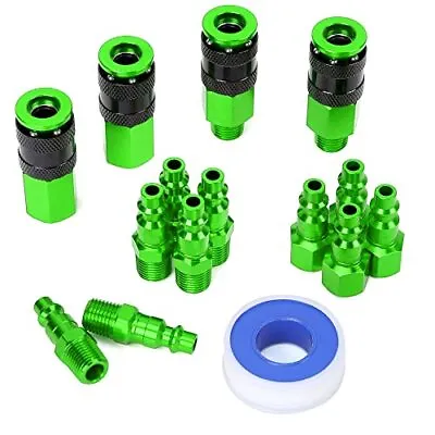 15 Pieces 1/4  Npt Aluminum Air Coupler And Plug Kit Quick Connect Air Fittings  • $28.54