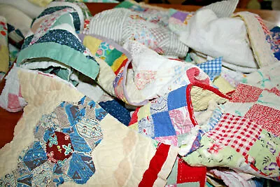 Vintage Cutter Quilt Pieces Junk Journal Slow Stitch Grab Bag One Half Pound • $16.95