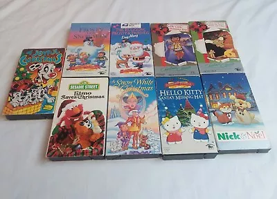 Christmas Classic VHS Lot Of 9 Frosty Elmo Rudolph Hello Kitty Snow White  • $10.75