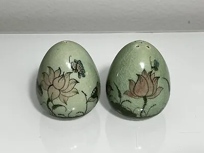 Vintage Ceramic “Shattered Glass” Floral Print Egg Salt And Pepper Shakers • $7.99