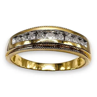 Estate Natural Diamond Men Wedding Band Ring Solid 14k Yellow Gold White Gold • $1153.36