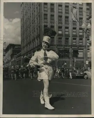 1944 Press Photo Drum Majorette Beverly Theis Marches In Memorial Day Parade • $19.99