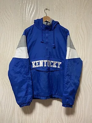 UNIVERSITY OF KENTUCKY 1/4 ZIP HOODED JACKET MAJESTIC Sz L MEN BLUE • $139.99