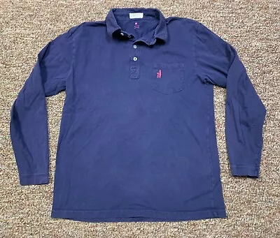 Johnnie-O Hangin’ Out Long Sleeve Pocket Polo Shirt Mens Large Blue • $19.99