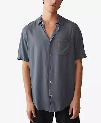 Cotton On Men's Slim Fit Cuban Classic Button Up Shirt Top Solid Gray Large L • $23.99