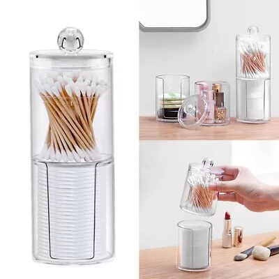 Acrylic Make Up Storage Holder Cotton Wool Pad Dispenser Transparent Container • £6.12