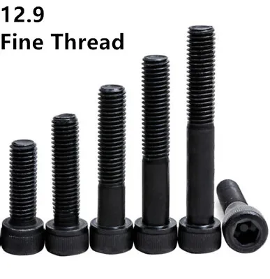 Fine Thread Black 12.9 Steel Hex Socket Bolts Cap Head Screws M6 M8 M10 M12 • $47.56