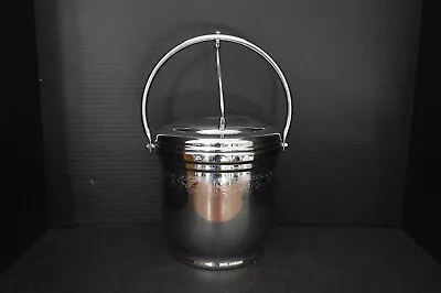 Vintage United Etched Grape Vine Chromium On Solid Brass Glass Lined Ice Bucket • $19.99