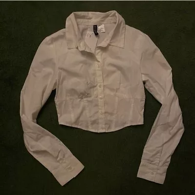 NWT H&M White Cropped Corset Style Button Up Shirt - XS • $18
