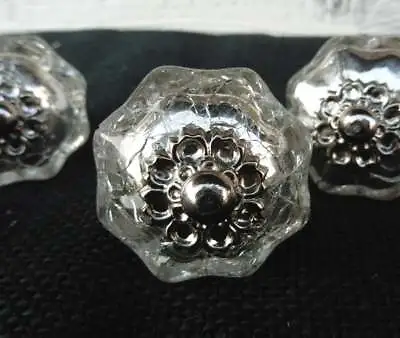 Antique Drawer Pulls Handles Silver Mercury Crackle Glass Cabinet Knobs • $7.08