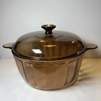 Vision Corning Ware USA Amber 4.5 L Dutch Oven Stock Pot W/Lid Ribbed Sides • $39.99